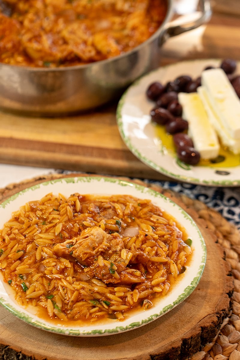 Greek Skillet Chicken & Orzo Youvetsi Dimitras Dishes