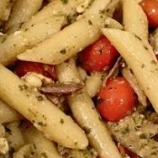 PESTO PASTA WITH OLIVES & GRAPE TOMATOES