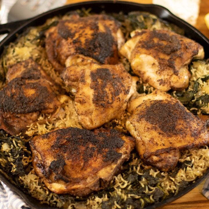 One-Pan Spinach & Rice with Chicken: Greek Spanakorizo with Chicken
