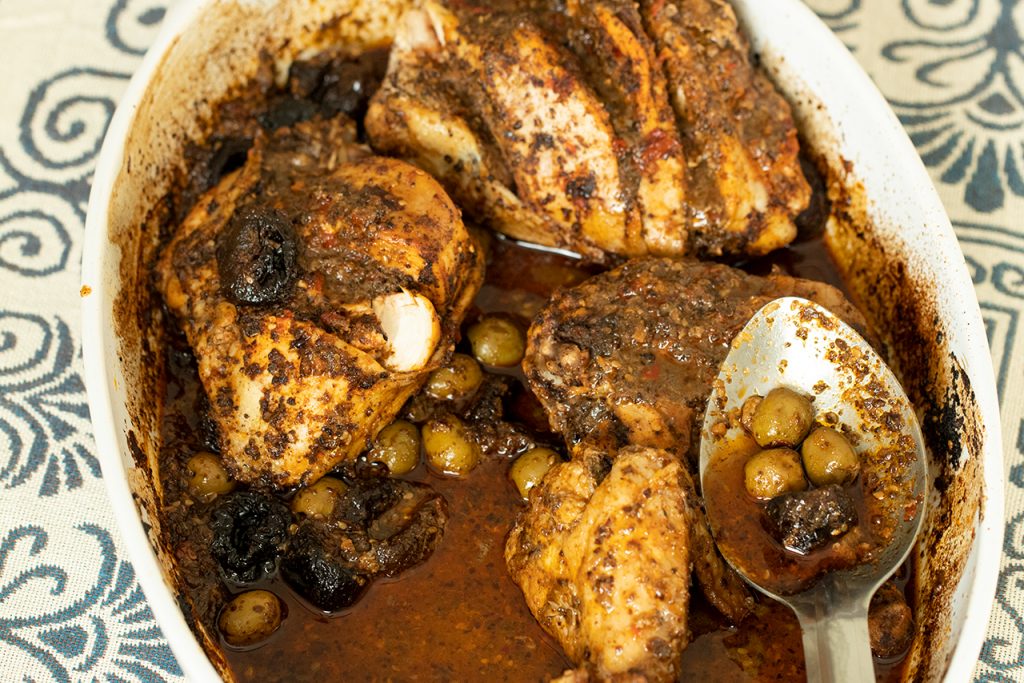 Za'atar Roast Chicken with Olives & Prunes - Dimitras Dishes