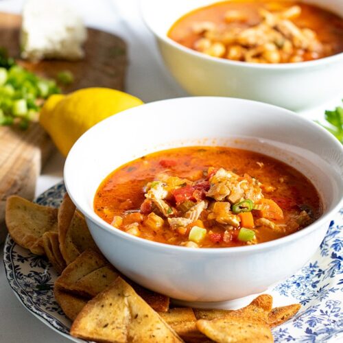GreekStyle Chicken Tortilla Soup with Pita Dimitras Dishes