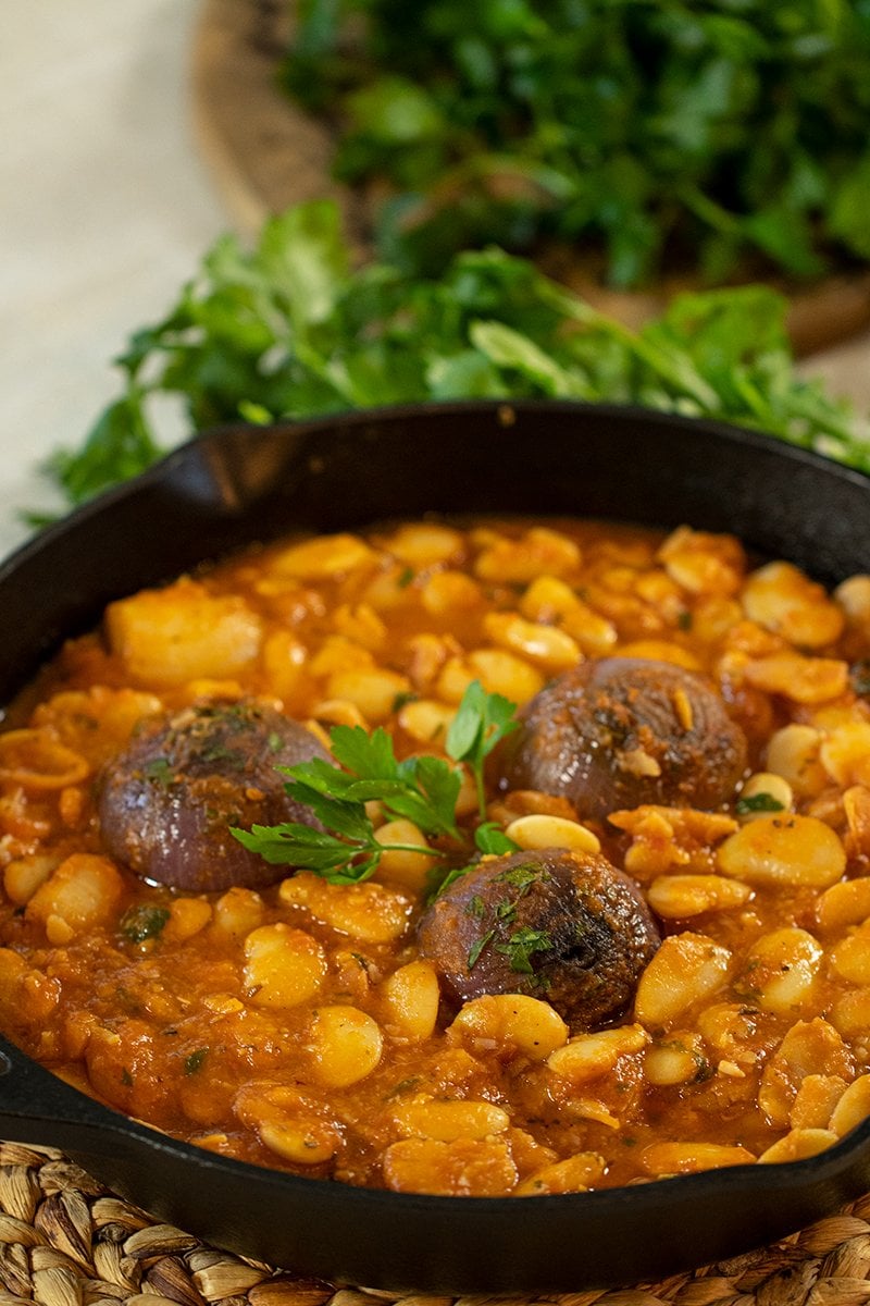 Greek Stifado Bean Stew Giant Beans with Shallots Dimitras Dishes
