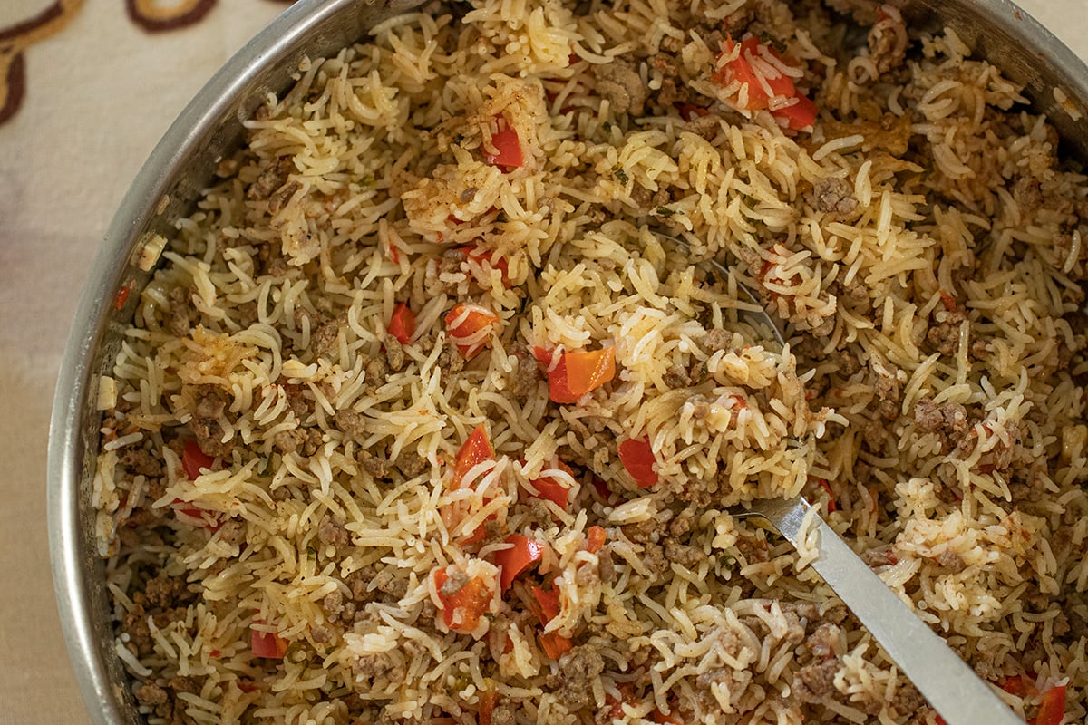 Greek-Style Beef & Rice Skillet: Pilafi me Keema - Dimitras Dishes