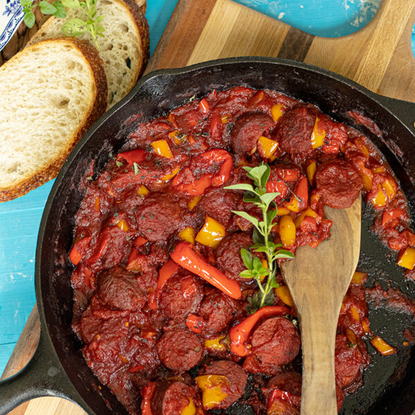 Greek Sausage & Peppers Spetzofai Dimitras Dishes