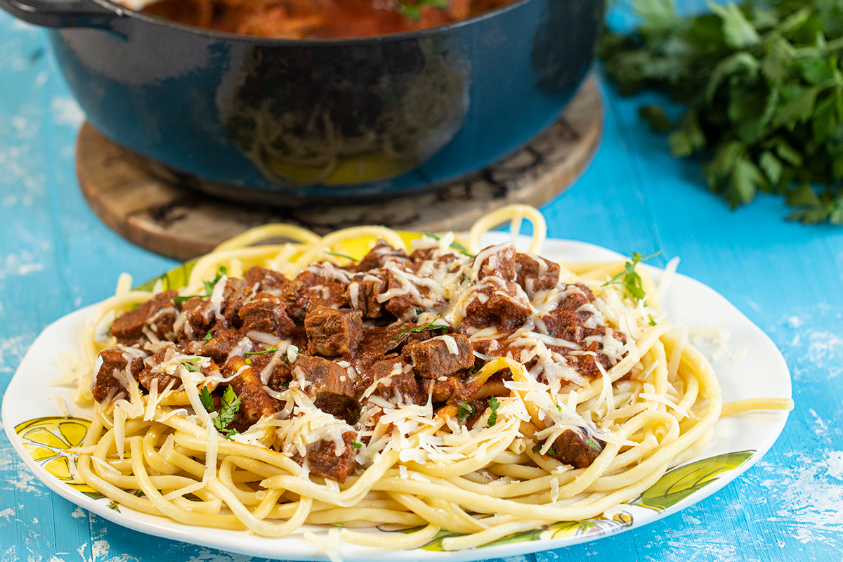 Pastitsada from Corfu Beef Stew with Pasta Dimitras Dishes