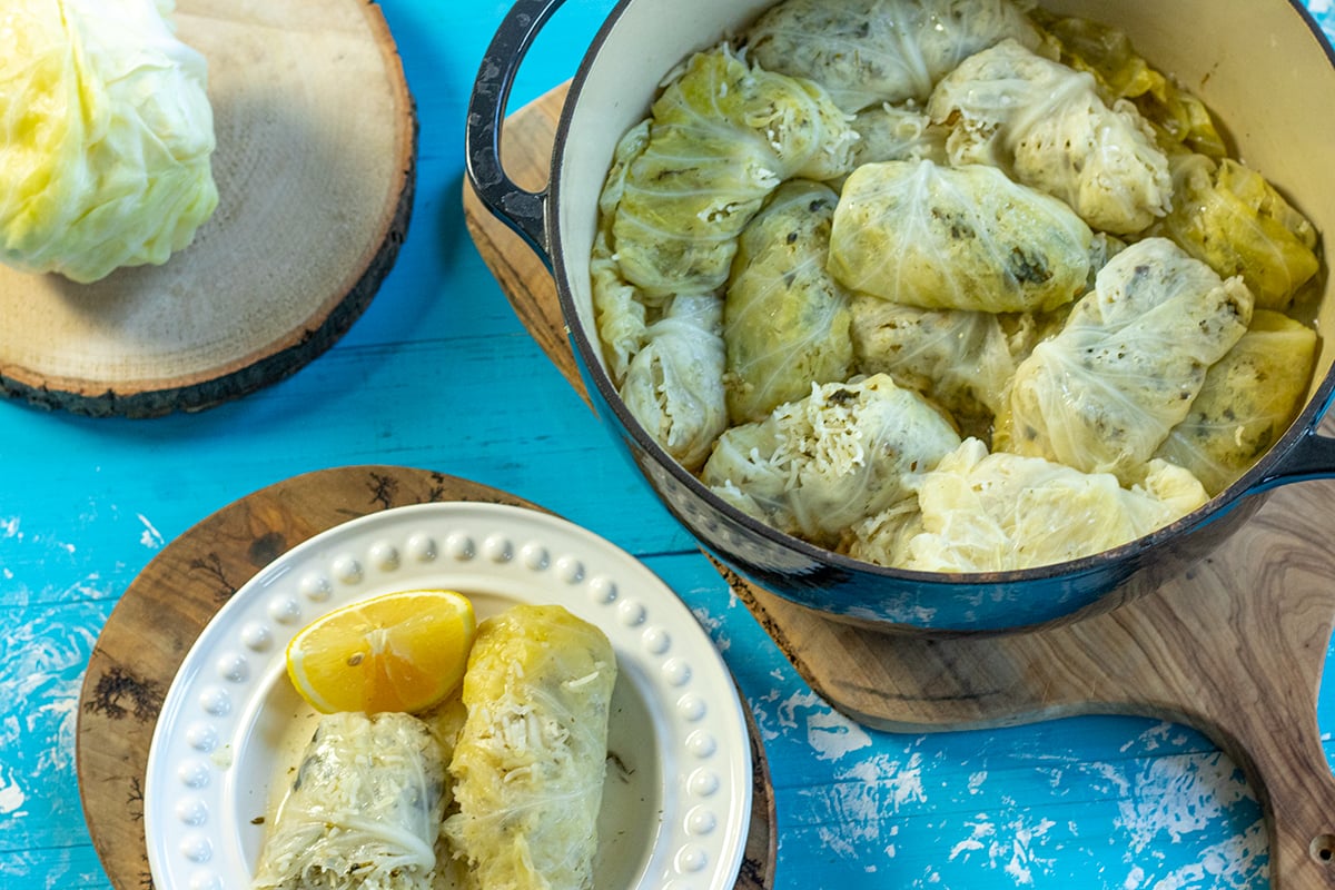 Greek Stuffed Cabbage Rolls (Vegetarian) Dimitras Dishes