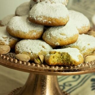 Pistachio & Cardamom Kourambiedes: Greek Holiday Shortbread Cookies
