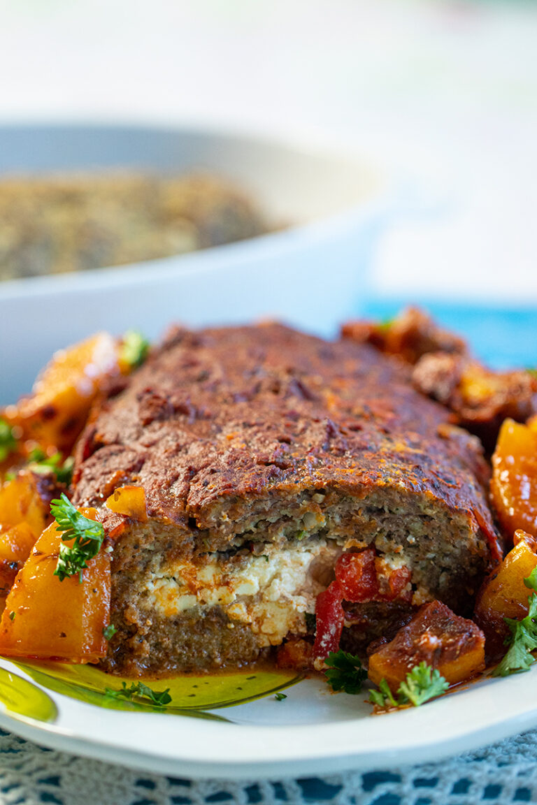 Feta Cheese & Pepper Stuffed Meatloaf Dimitras Dishes