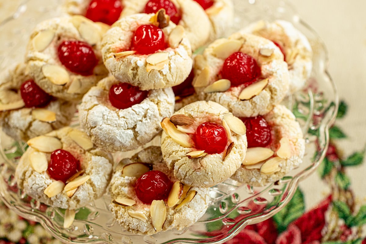 Glutenfree Greek Christmas Cookies (Almond & Cherry Amygdalota) Dimitras Dishes