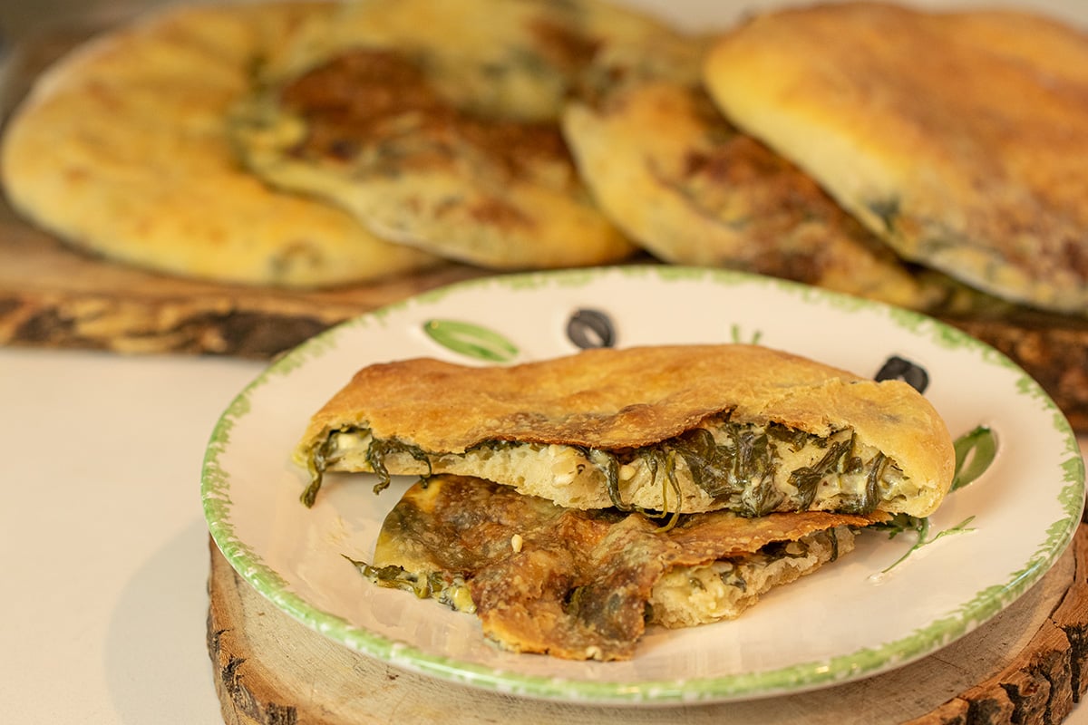 Spinach & Feta Filled Pita Flatbreads Dimitras Dishes