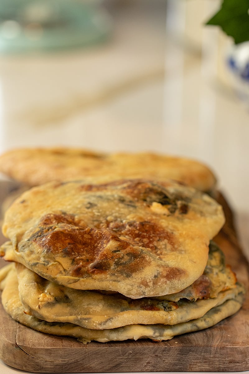 Spinach & Feta Filled Pita Flatbreads Dimitras Dishes