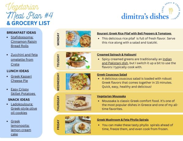 Vegetarian Meal Plan (4) - Dimitras Dishes