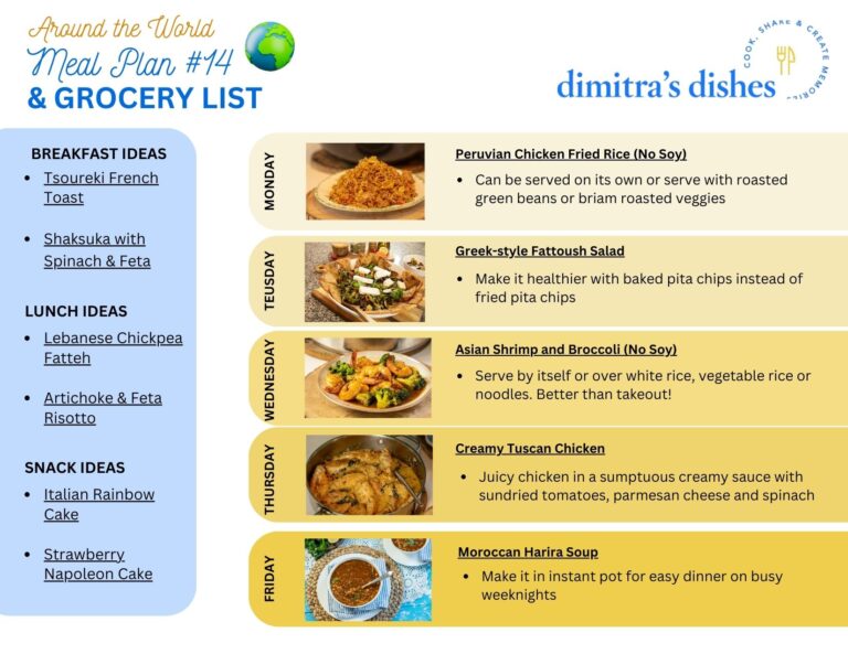 Weekly Meal Plan (14): Around The World Dinners - Dimitras Dishes