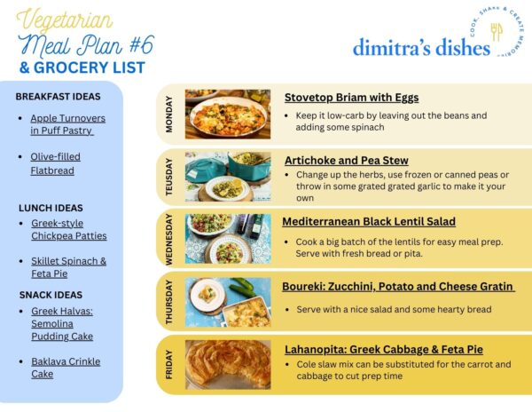 Vegetarian Meal Plan 6 - Dimitras Dishes