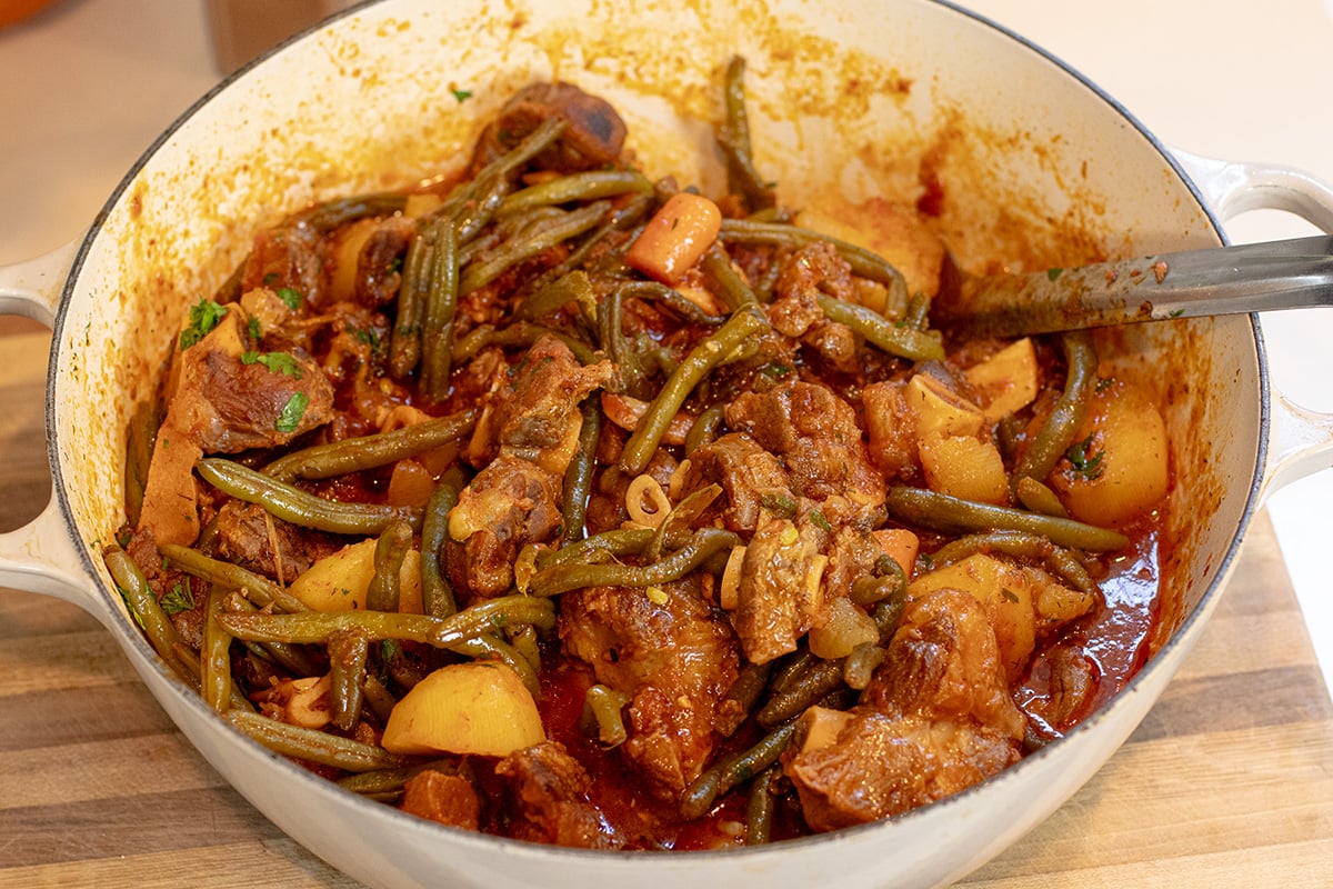 Lamb String Fasolakia me Arni: String Beans & Lamb Stew - Dimitras Dishes