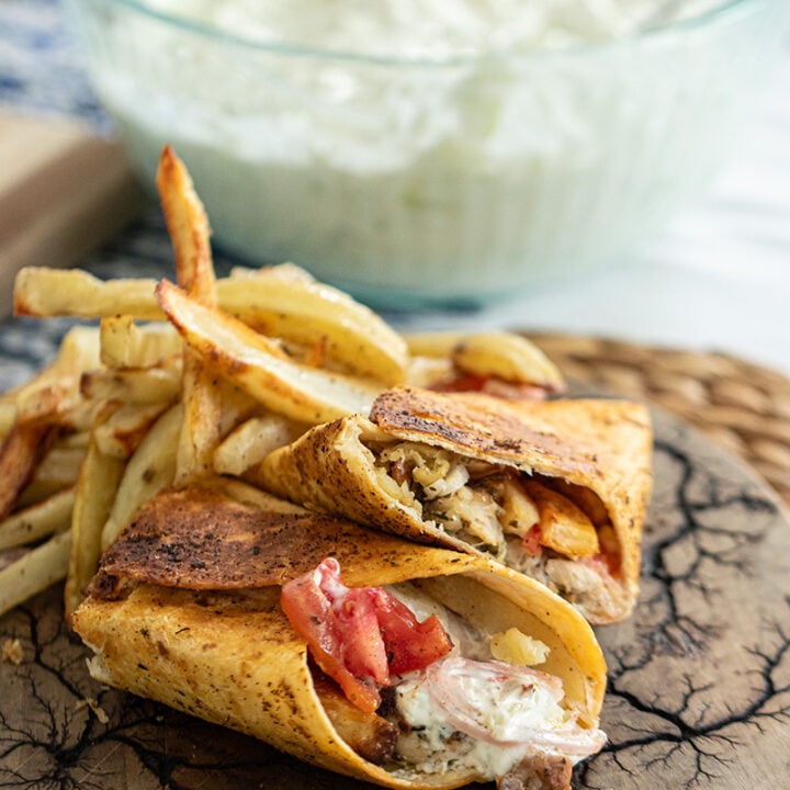 Crispy Chicken Souvlaki Wrap