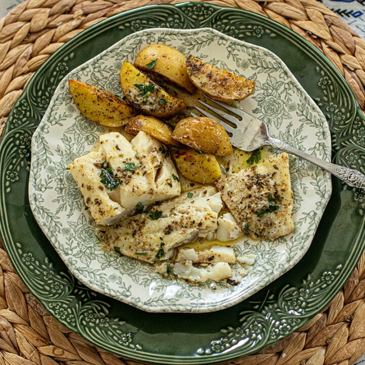 Greek Lemony Cod and Potatoes Sheet Pan Dinner
