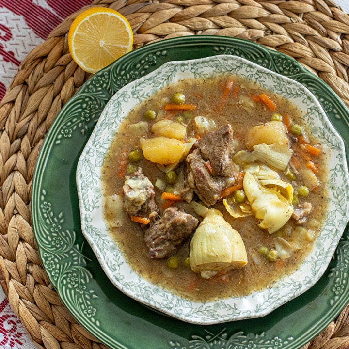 Greek Beef with Artichokes and Peas  Spring Lemon Beef Stew