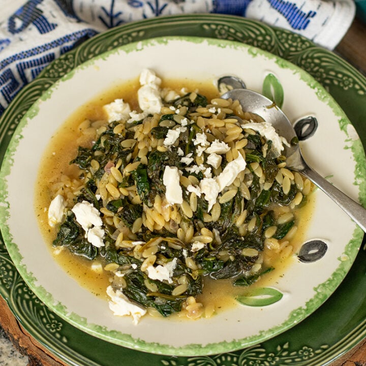 Greek Spinach & Orzo (Spanakritharaki)