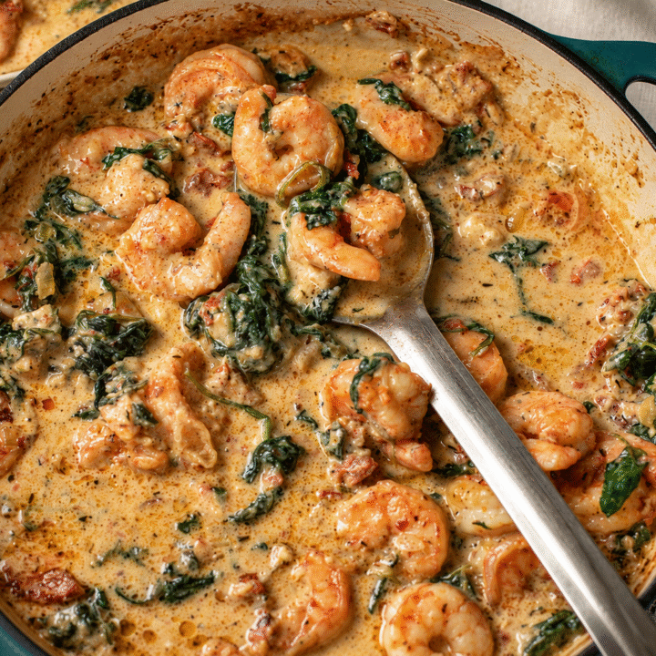 Greek “Marry Me” Shrimp with Creamy Feta, Spinach & Orzo