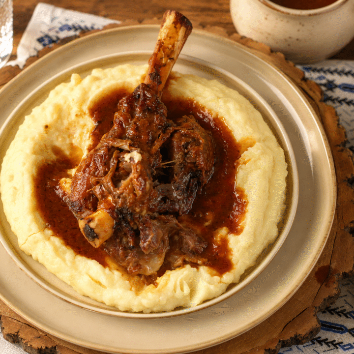 Instant Pot Greek Lamb Shanks with Creamy Mashed Potatoes