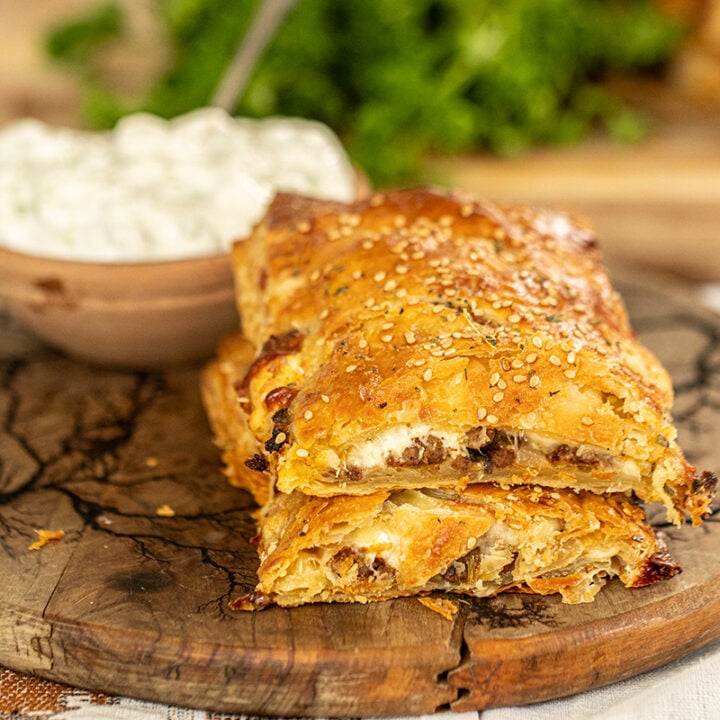 Greek Beef and Feta Puff Pastry Hot Pockets